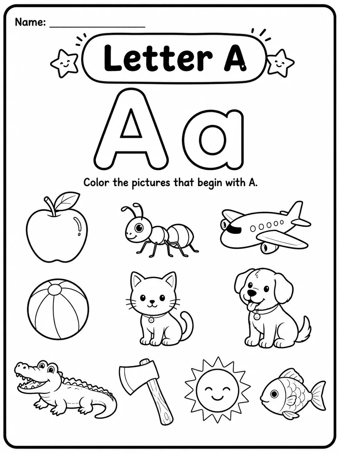 Letter A Worksheet Pack 10 printable pages preview from KiwiBee