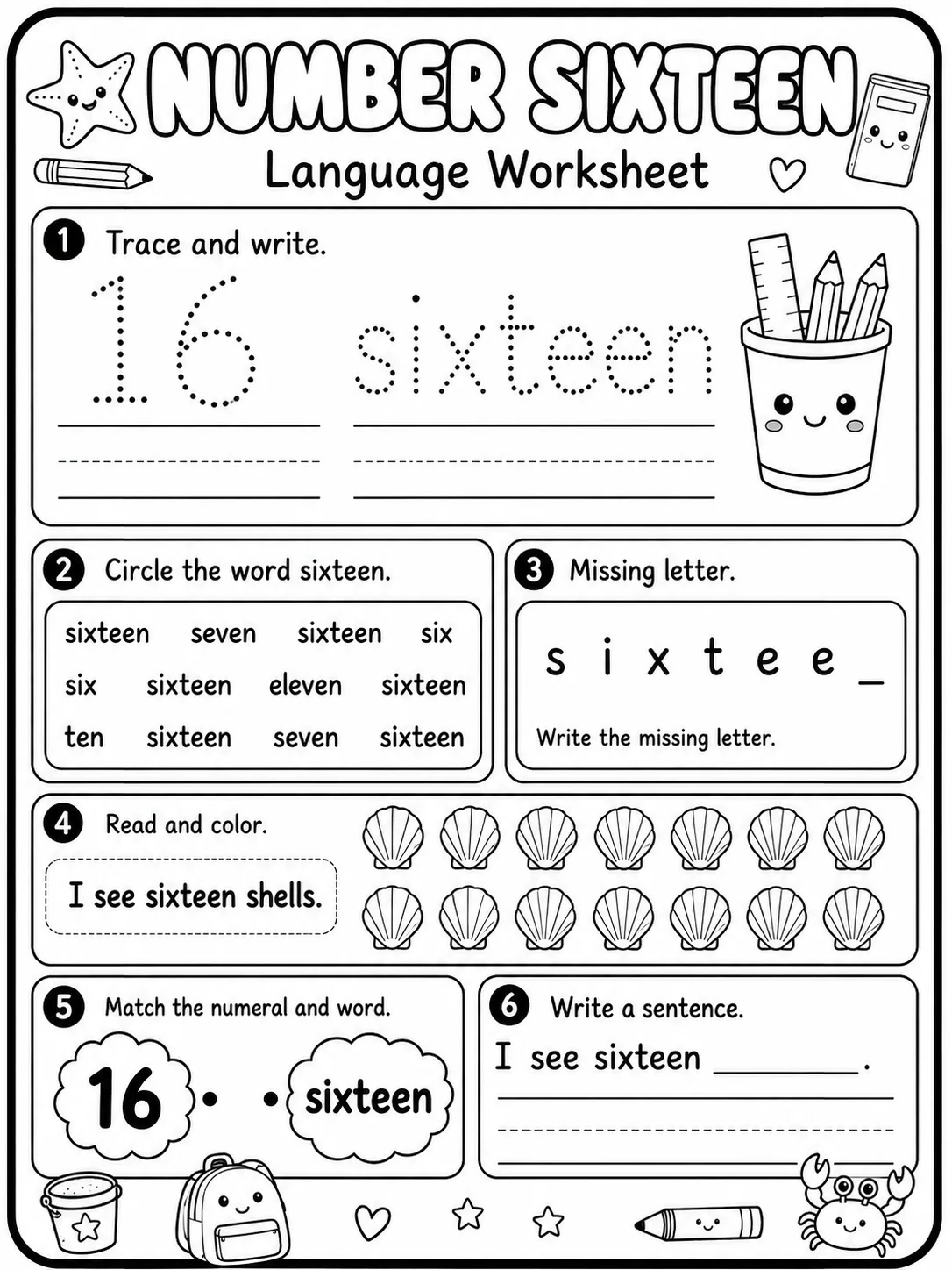 Number Eleven Worksheet Pack page 6 printable worksheet preview
