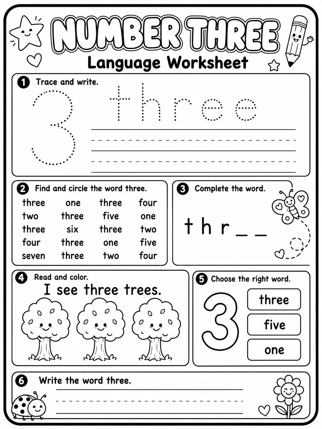 Number One Worksheet Pack page 3 printable worksheet preview