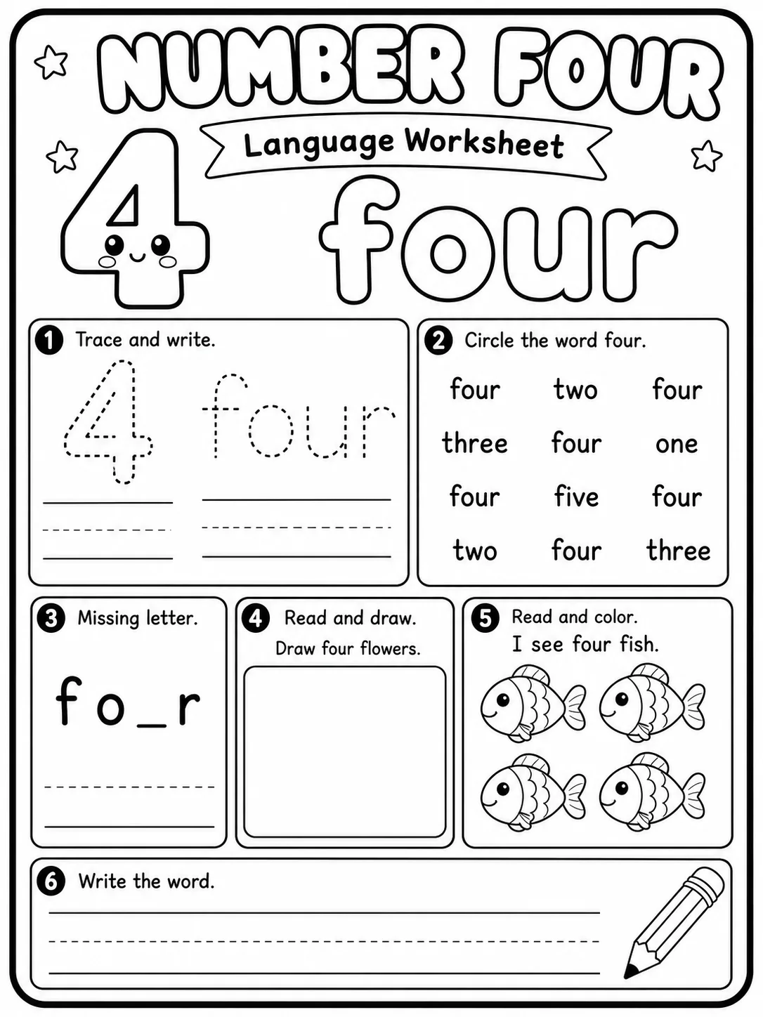 Number One Worksheet Pack page 4 printable worksheet preview