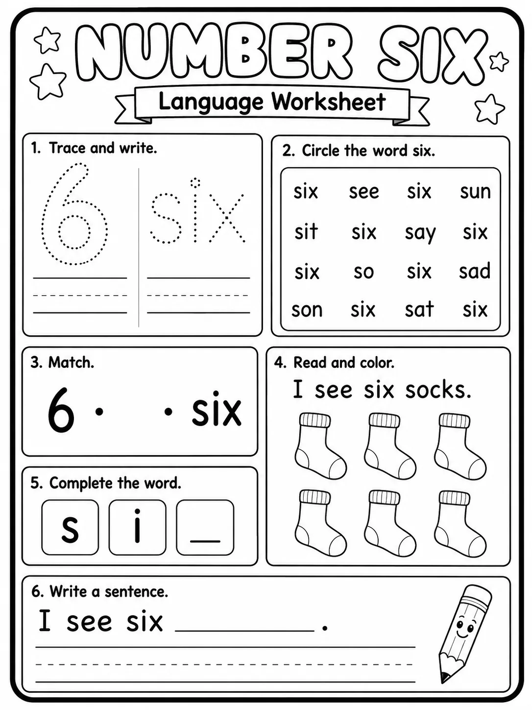 Number One Worksheet Pack page 6 printable worksheet preview