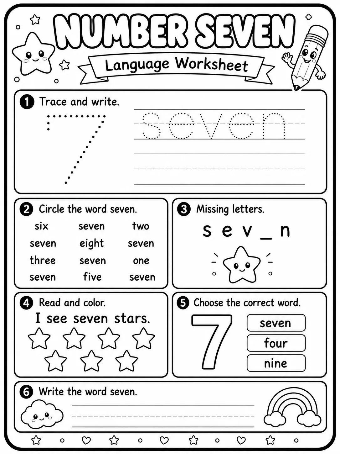 Number One Worksheet Pack page 7 printable worksheet preview