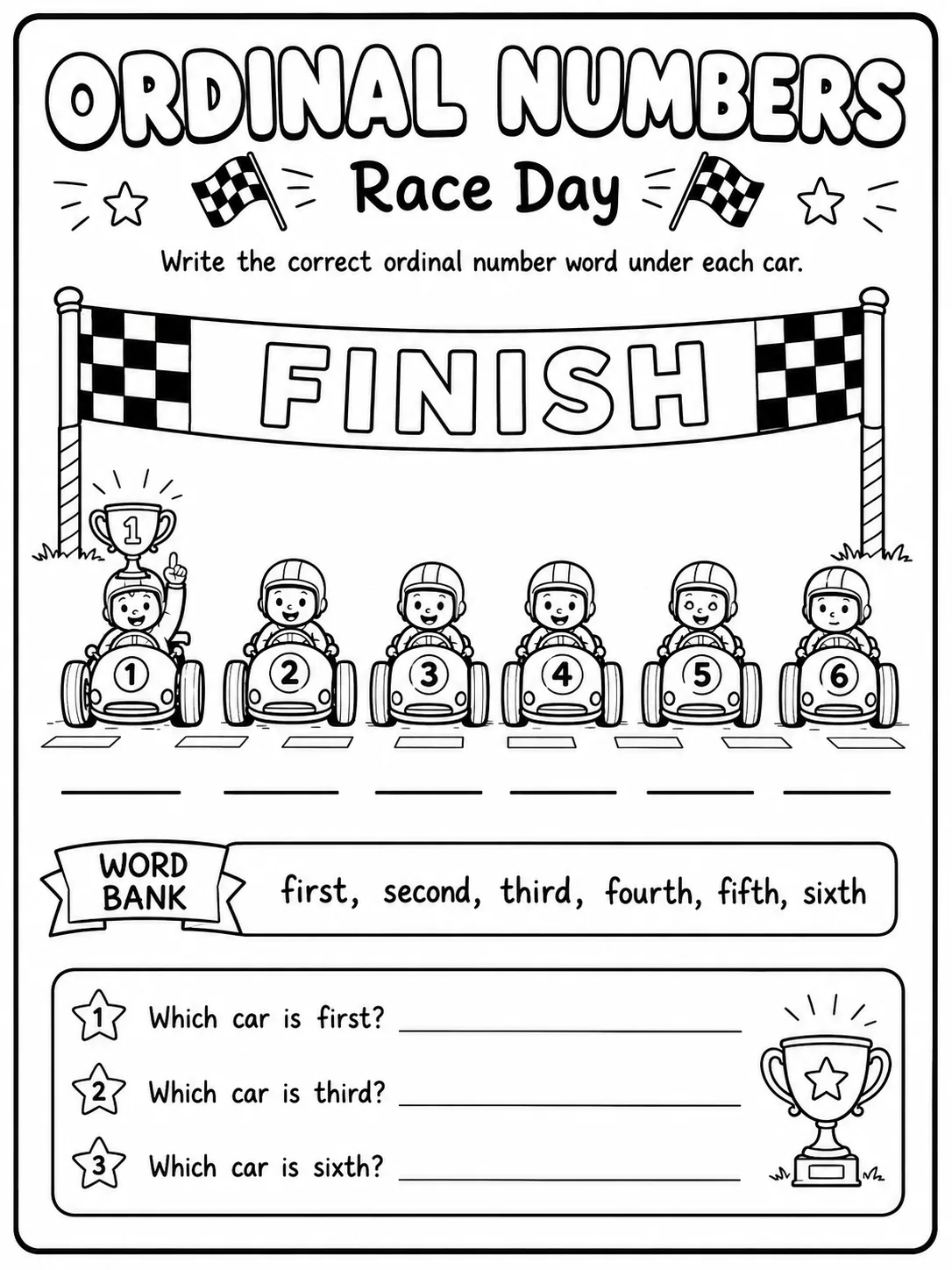 Ordinal Numbers Worksheet Pack 10 printable pages preview from KiwiBee