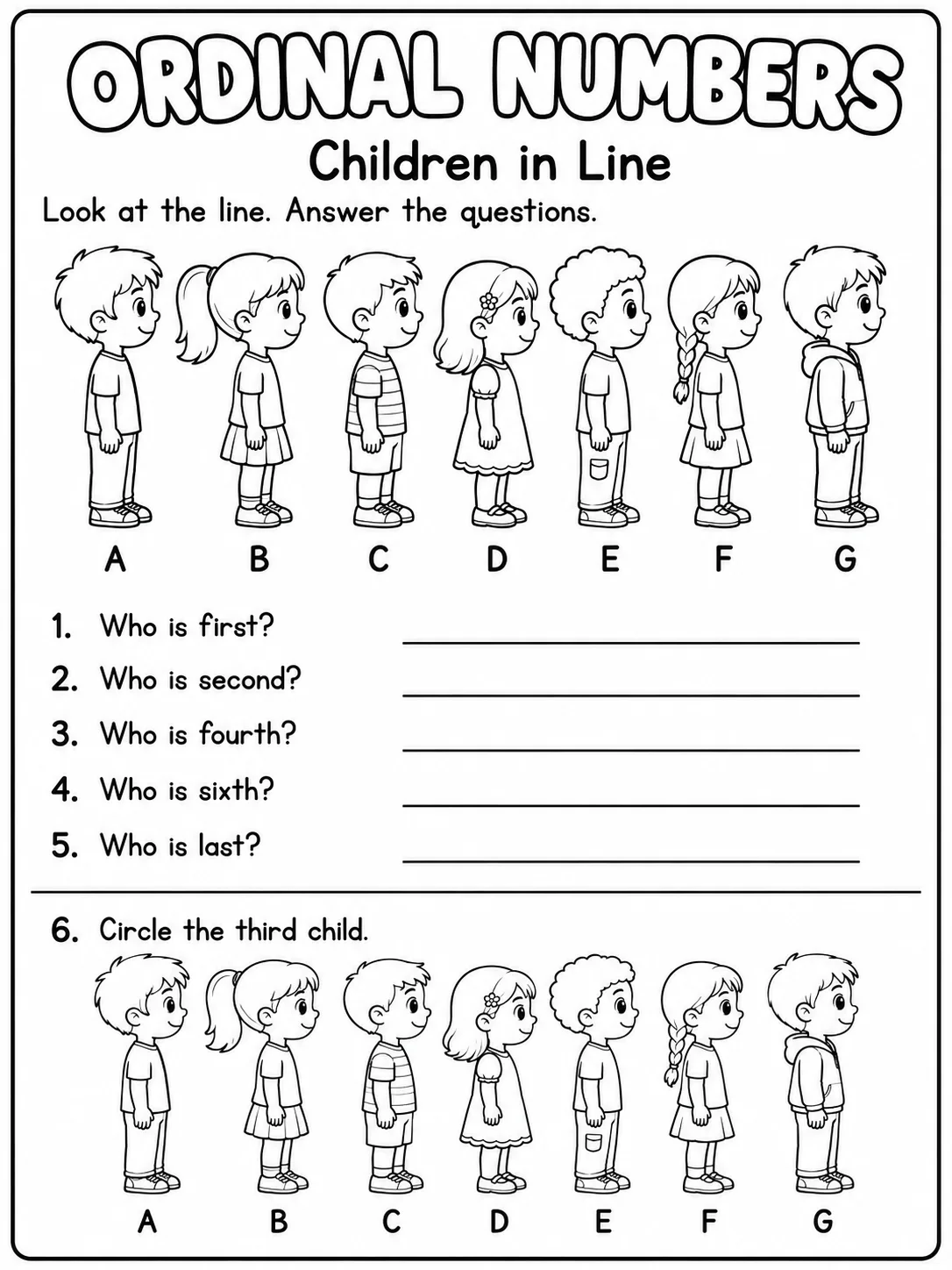 Ordinal Numbers Worksheet Pack page 2 printable worksheet preview