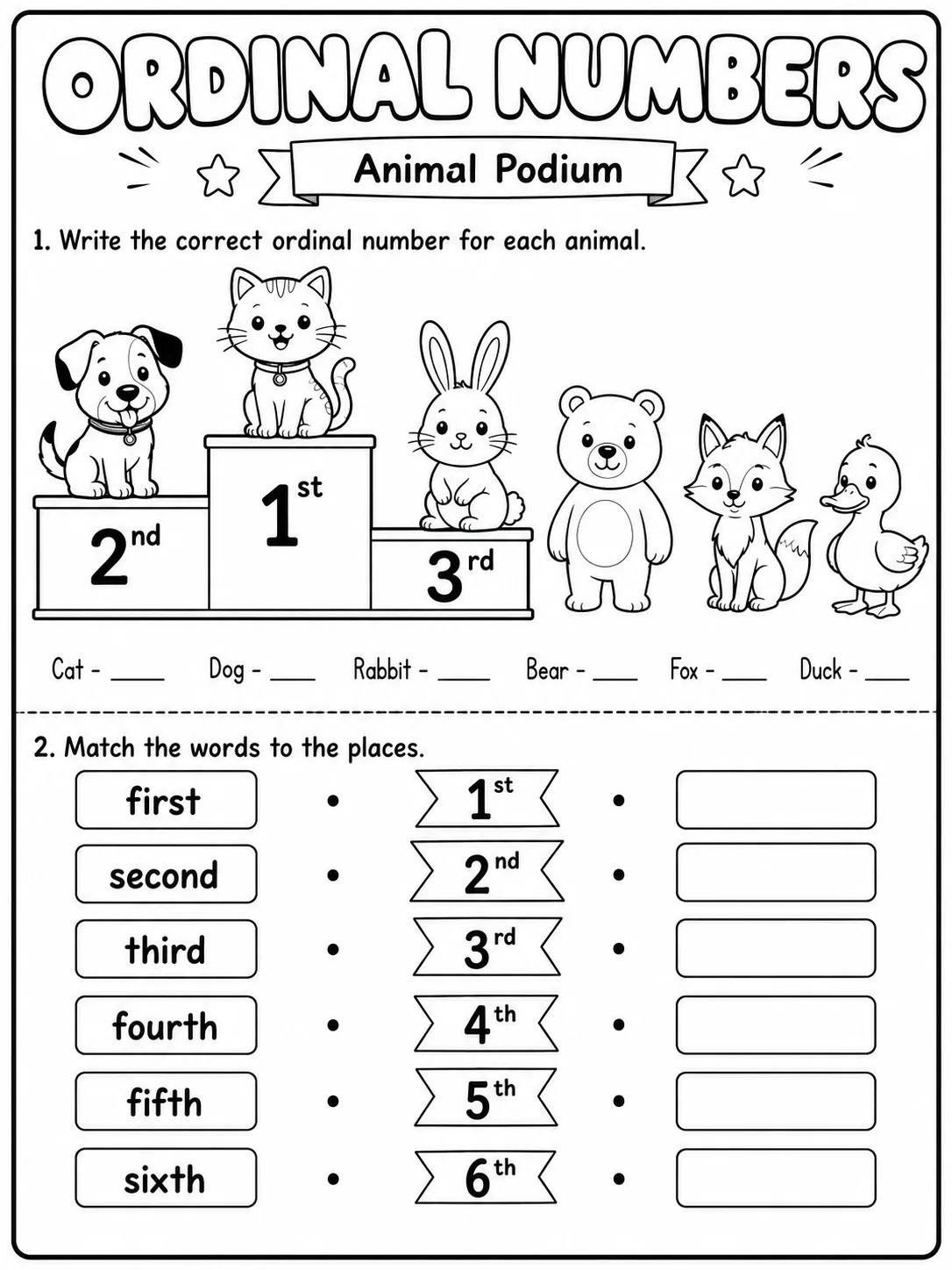 Ordinal Numbers Worksheet Pack page 3 printable worksheet preview