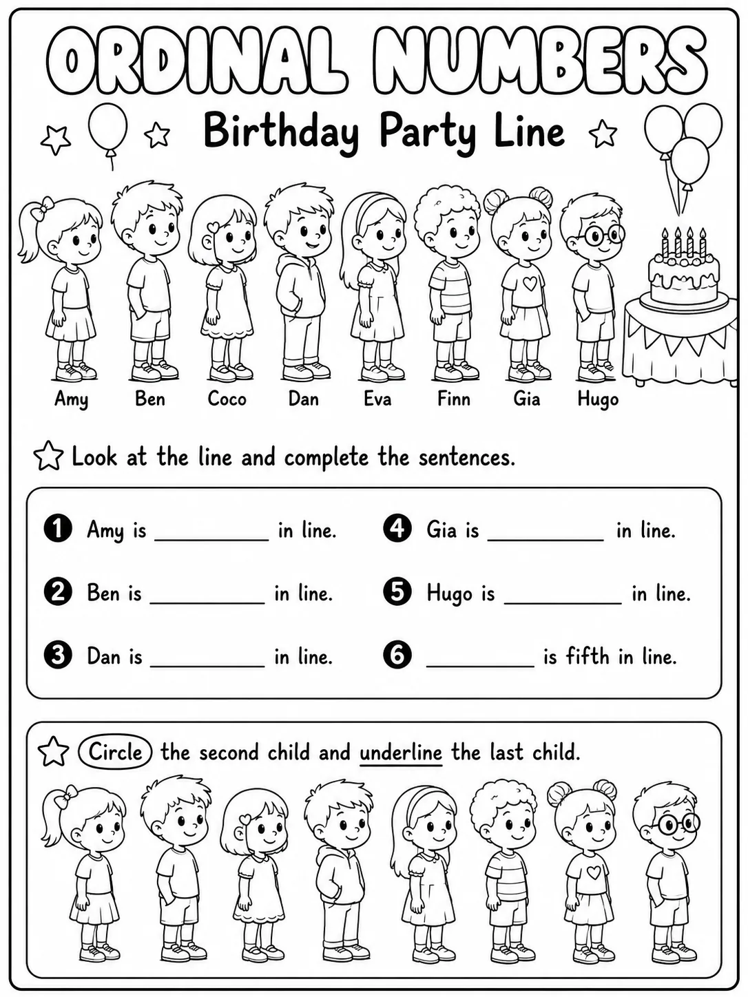 Ordinal Numbers Worksheet Pack page 7 printable worksheet preview