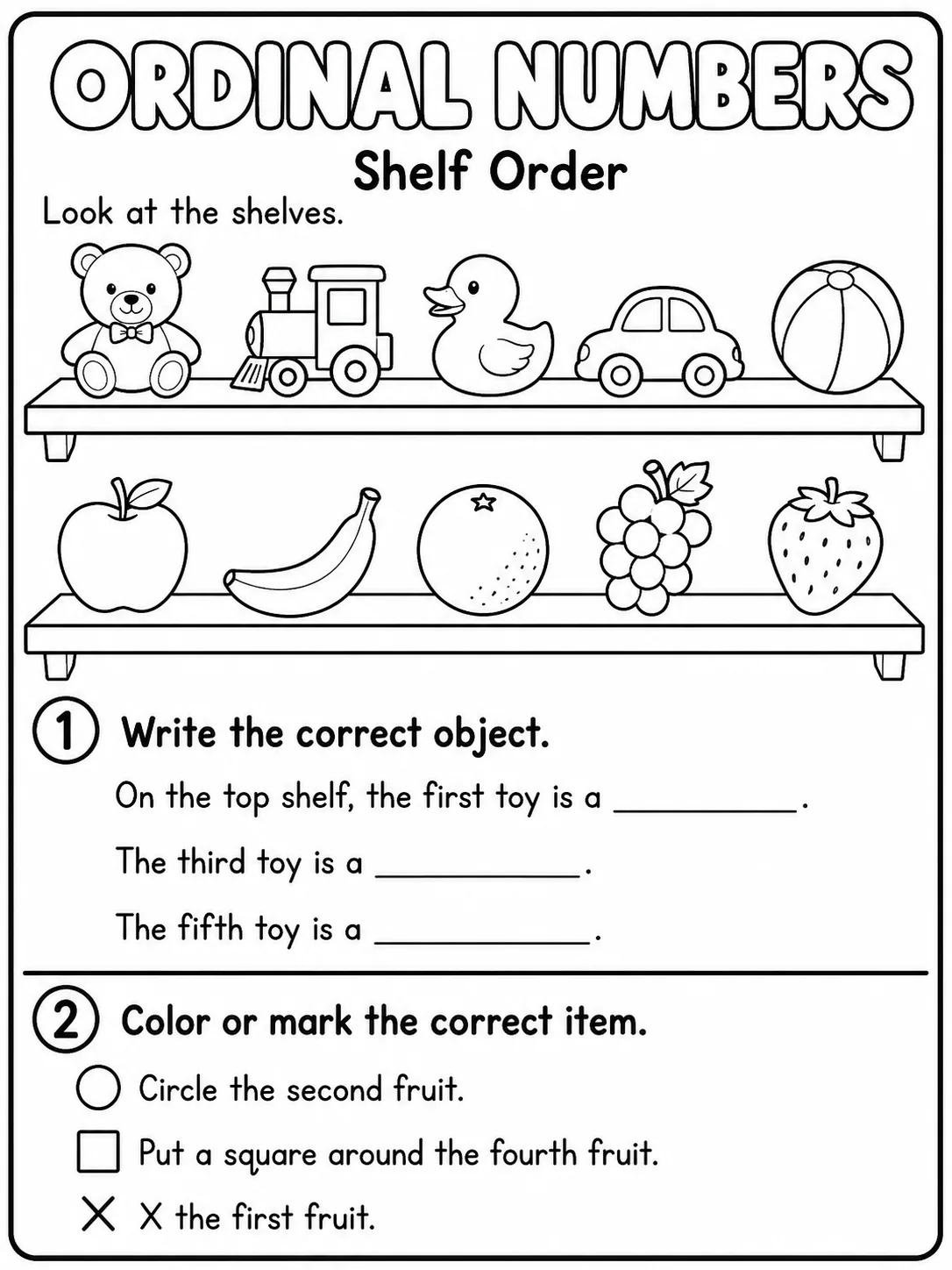 Ordinal Numbers Worksheet Pack page 8 printable worksheet preview