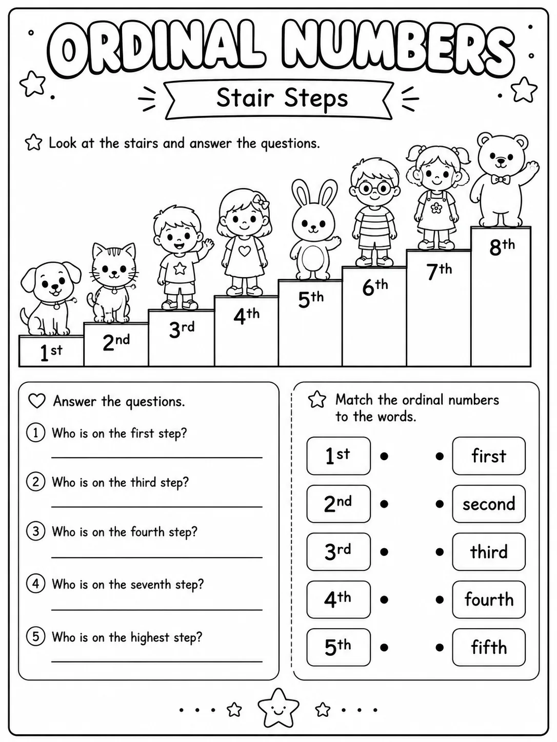 Ordinal Numbers Worksheet Pack page 9 printable worksheet preview