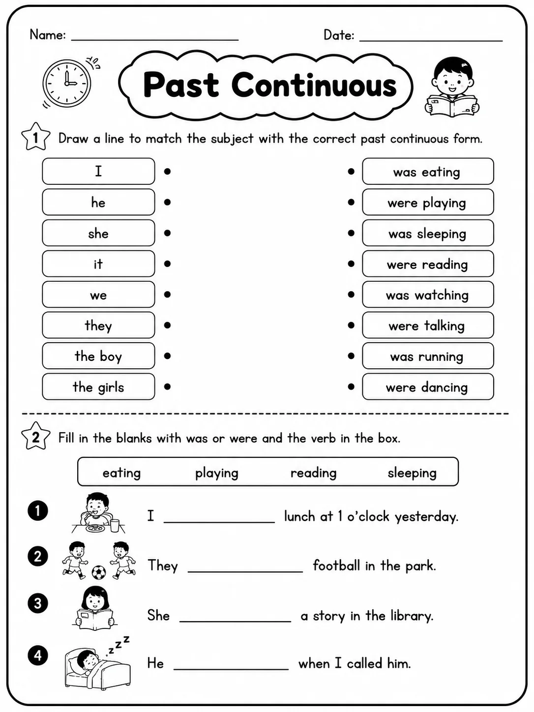 Past Continuous Worksheet Pack page 2 printable worksheet preview