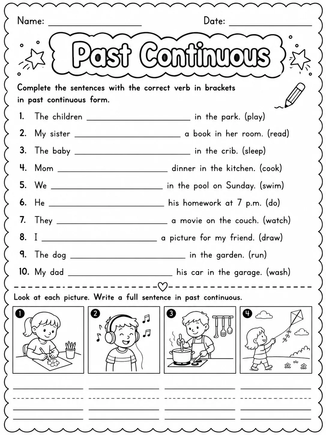 Past Continuous Worksheet Pack page 3 printable worksheet preview