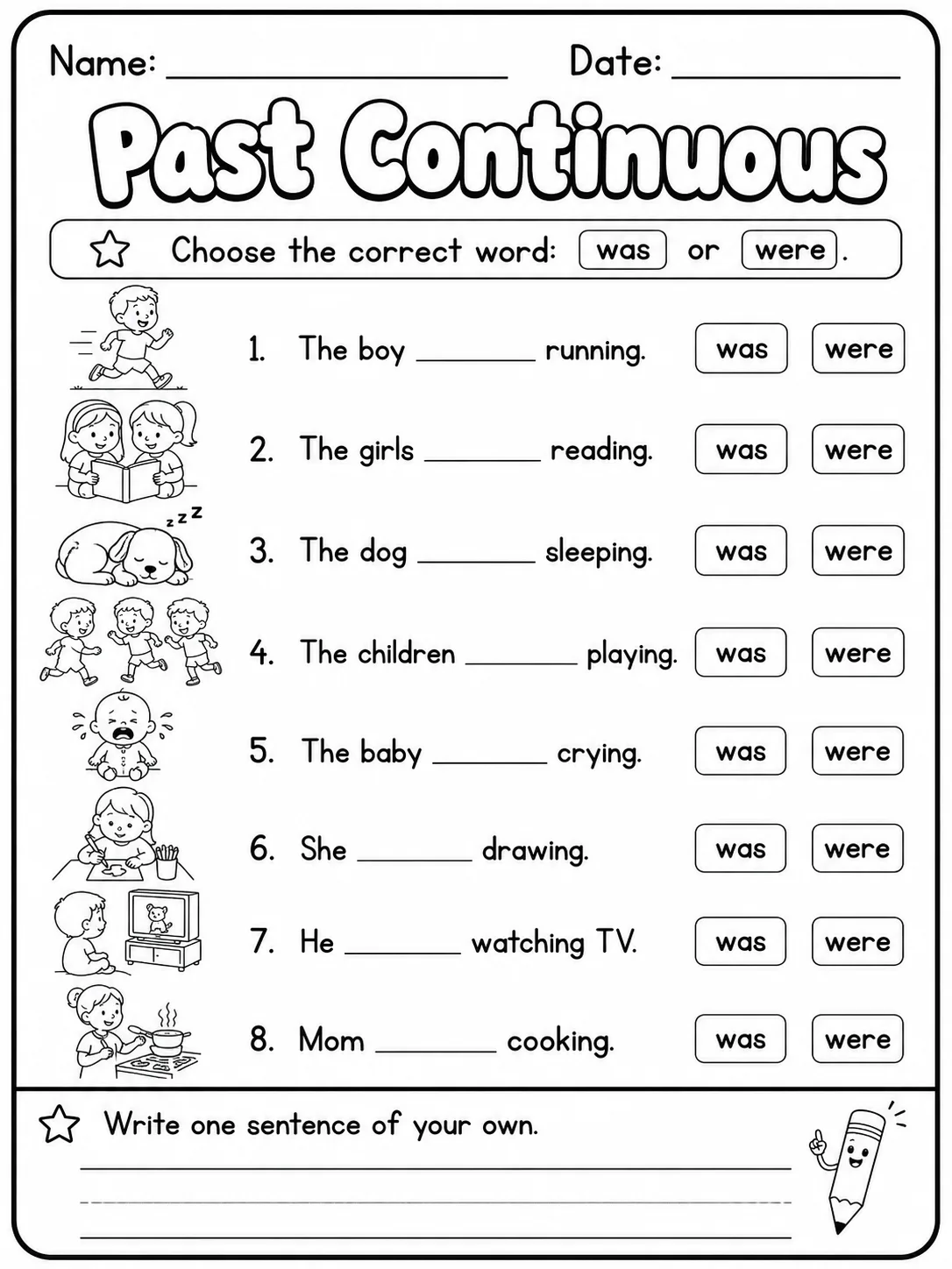 Past Continuous Worksheet Pack - Set 2 10 printable pages preview from KiwiBee