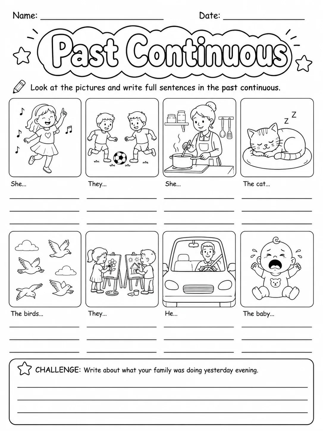 Past Continuous Worksheet Pack - Set 2 page 4 printable worksheet preview