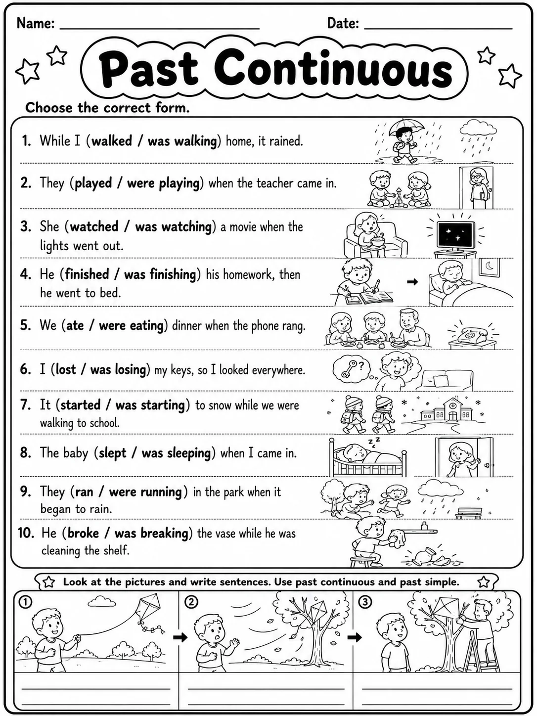 Past Continuous Worksheet Pack - Set 2 page 7 printable worksheet preview