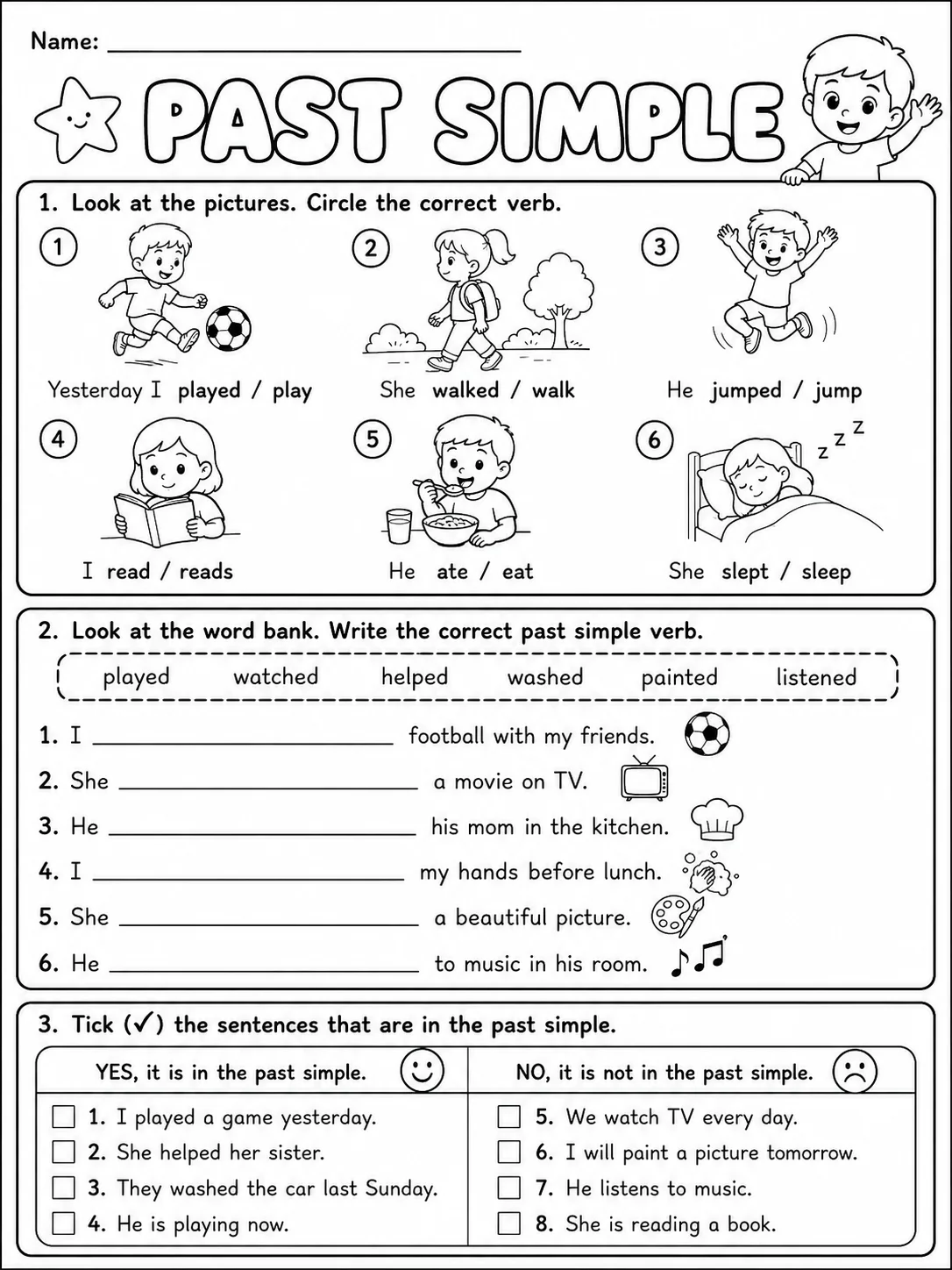 Past Simple Worksheet Pack page 2 printable worksheet preview