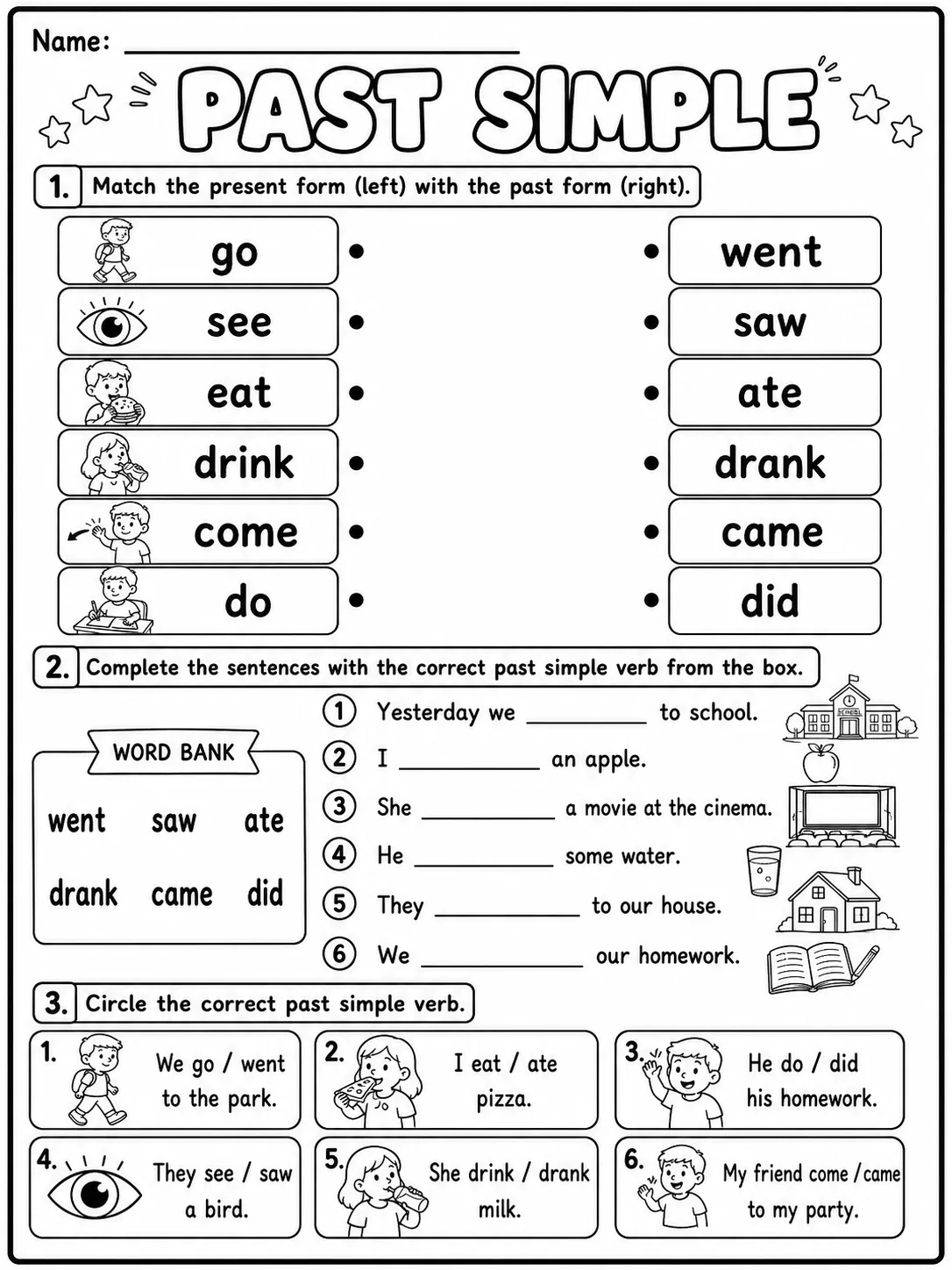 Past Simple Worksheet Pack - Set 2 page 3 printable worksheet preview