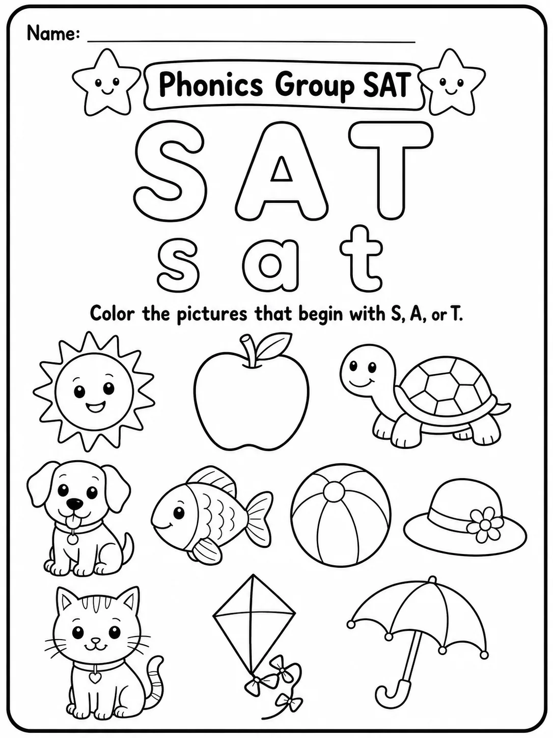 Phonics Group SAT Worksheet Pack 10 printable pages preview from KiwiBee