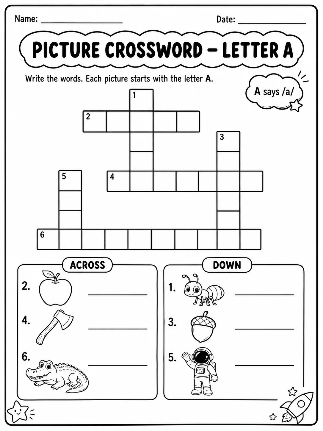 Kindergarten Picture Crossword and Word Search Pack - Set 1 printable preview from KiwiBee