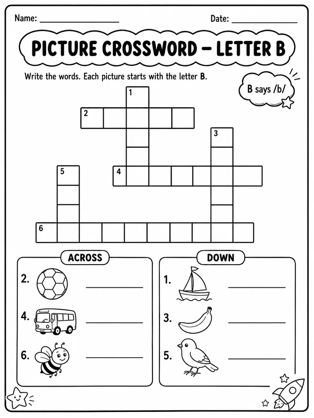 Kindergarten Picture Crossword and Word Search Pack - Set 1 page 2 printable worksheet preview