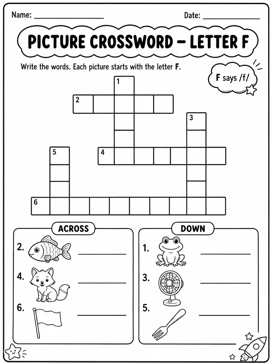 Kindergarten Picture Crossword and Word Search Pack - Set 1 page 6 printable worksheet preview