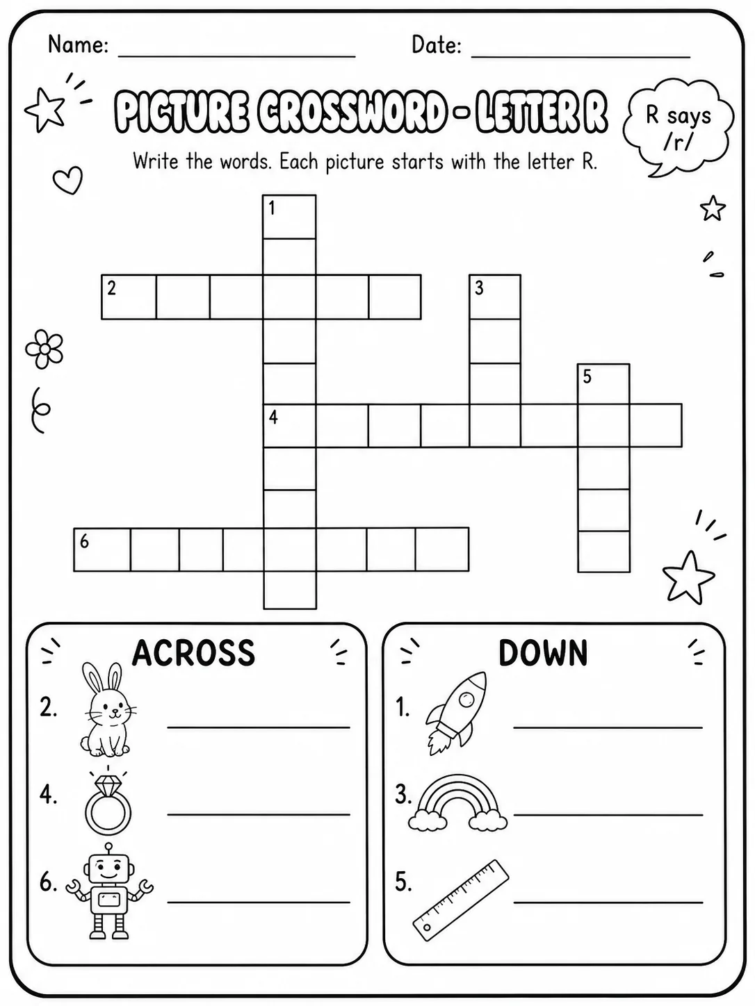 Kindergarten Picture Crossword and Word Search Pack - Set 1 page 8 printable worksheet preview