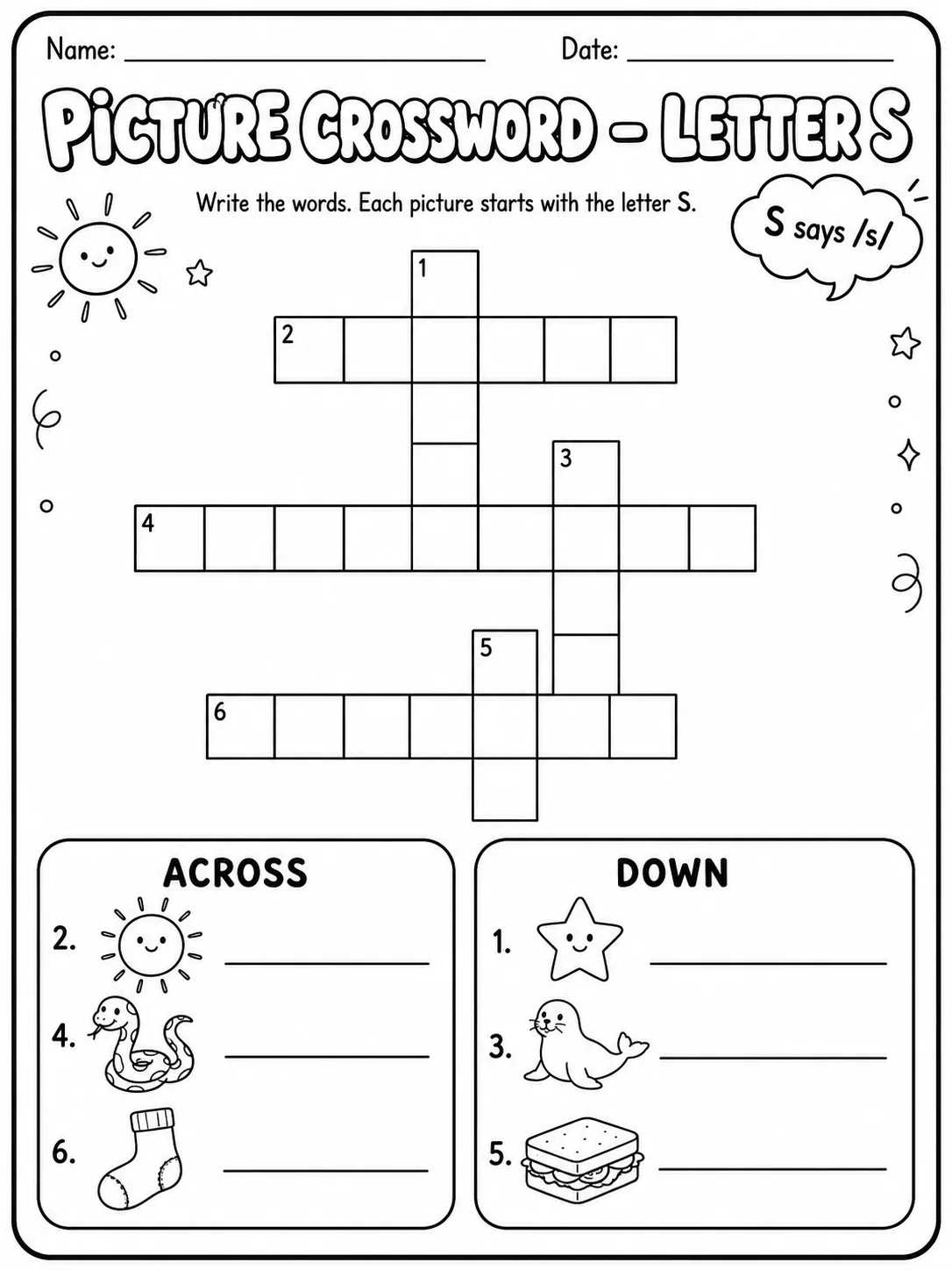 Kindergarten Picture Crossword and Word Search Pack - Set 1 page 9 printable worksheet preview