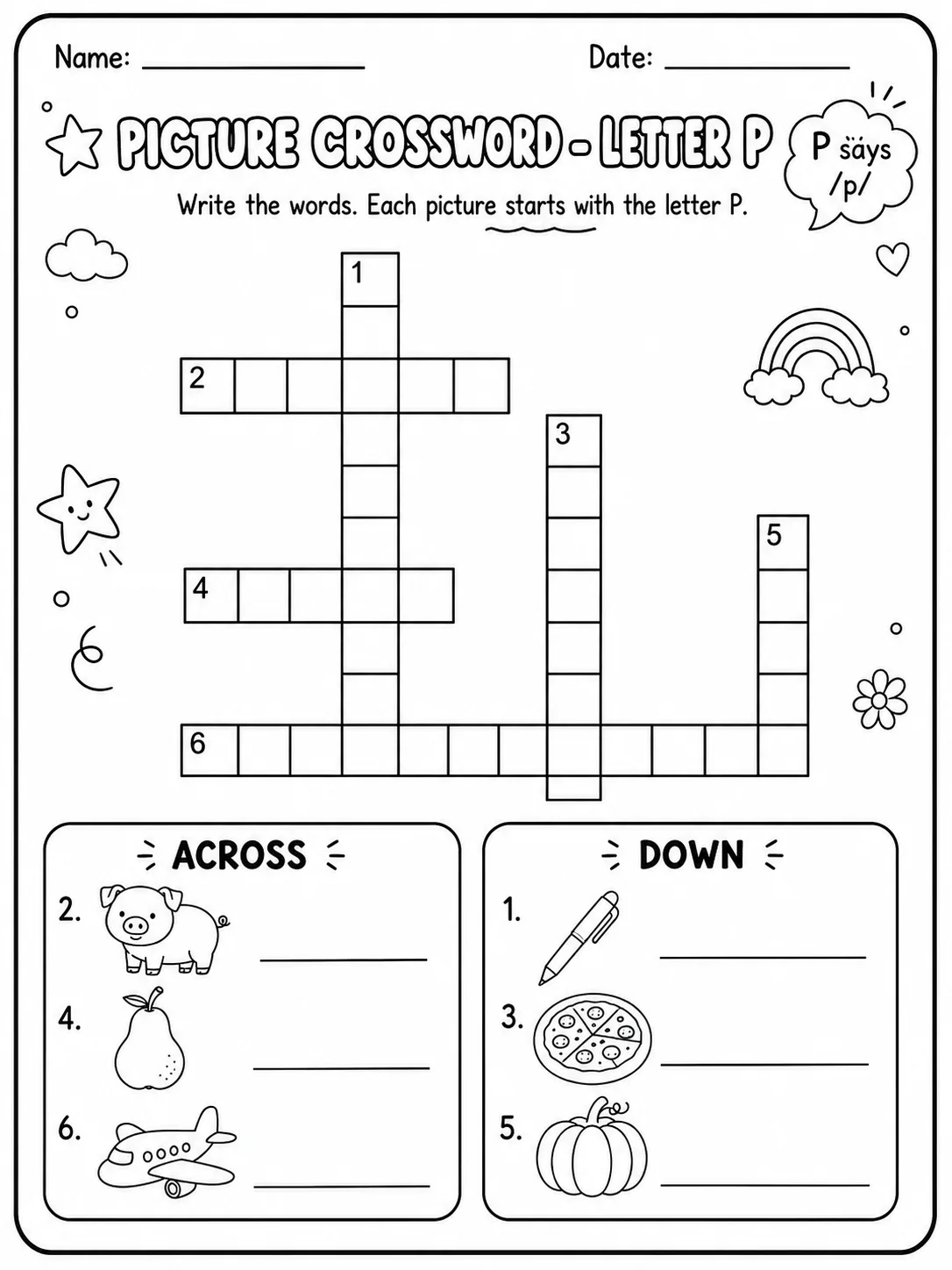 Picture Crossword Letter R Worksheet Pack page 6 printable worksheet preview