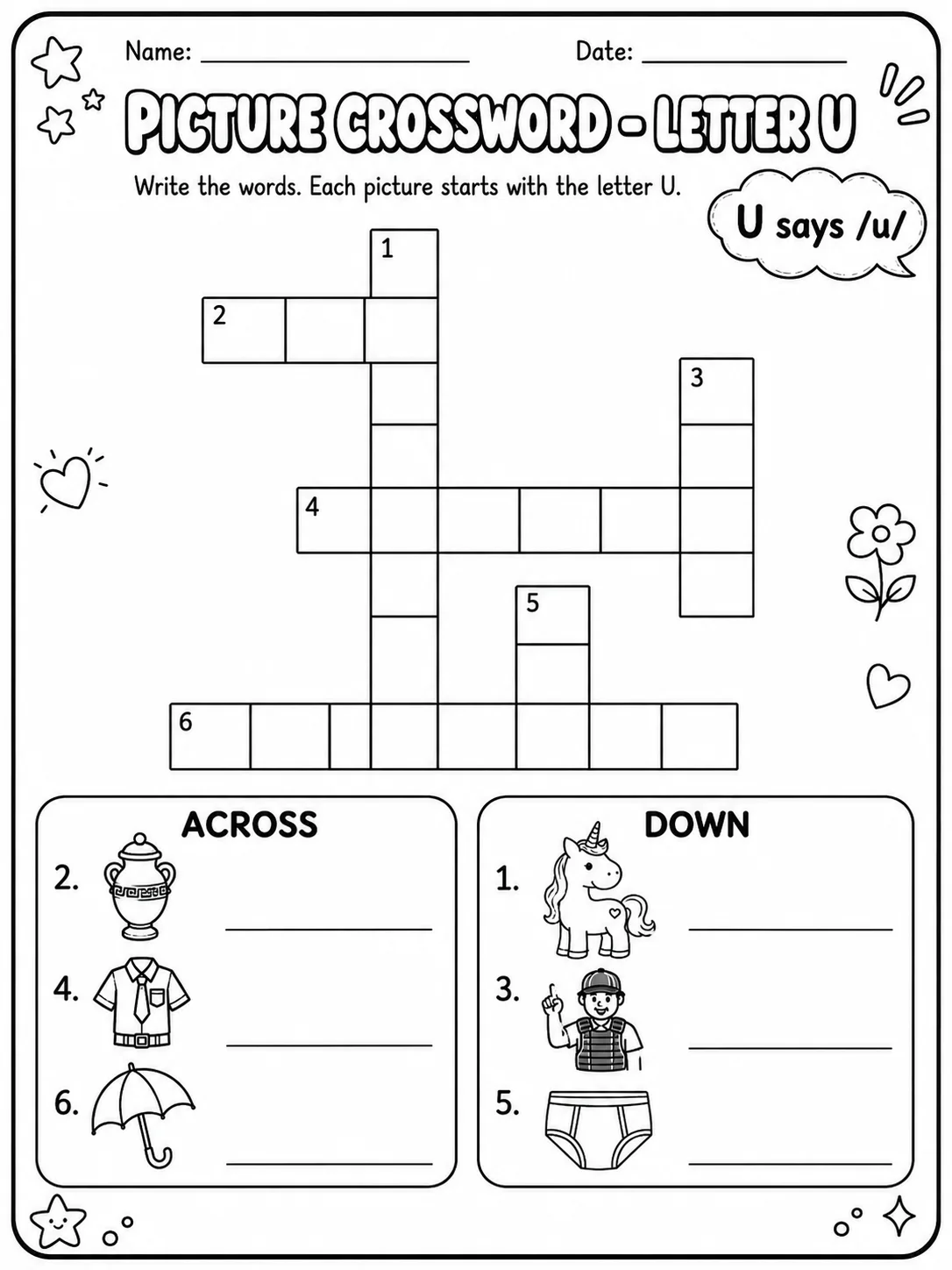 Kindergarten Picture Crossword and Word Search Pack - Set 3 printable preview from KiwiBee