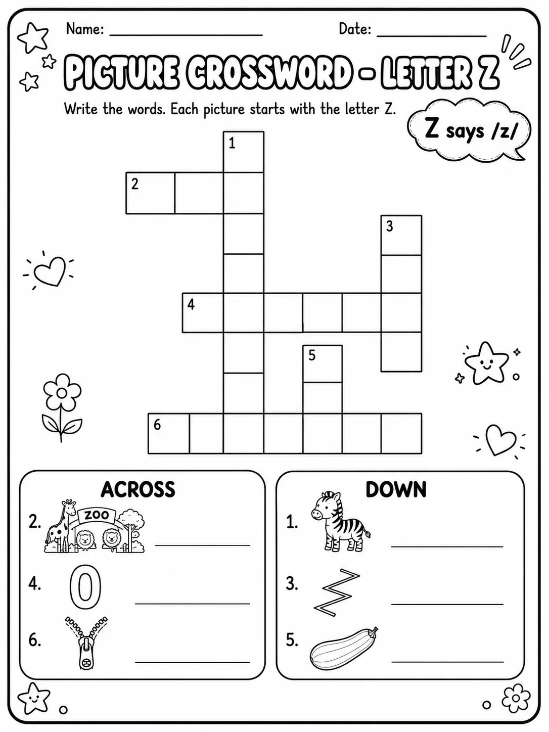 Picture Crossword - Letter U Worksheet Pack page 6 printable worksheet preview