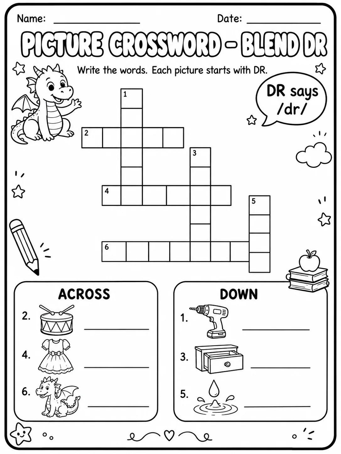Picture Crossword - Blend BL Worksheet Pack page 5 printable worksheet preview