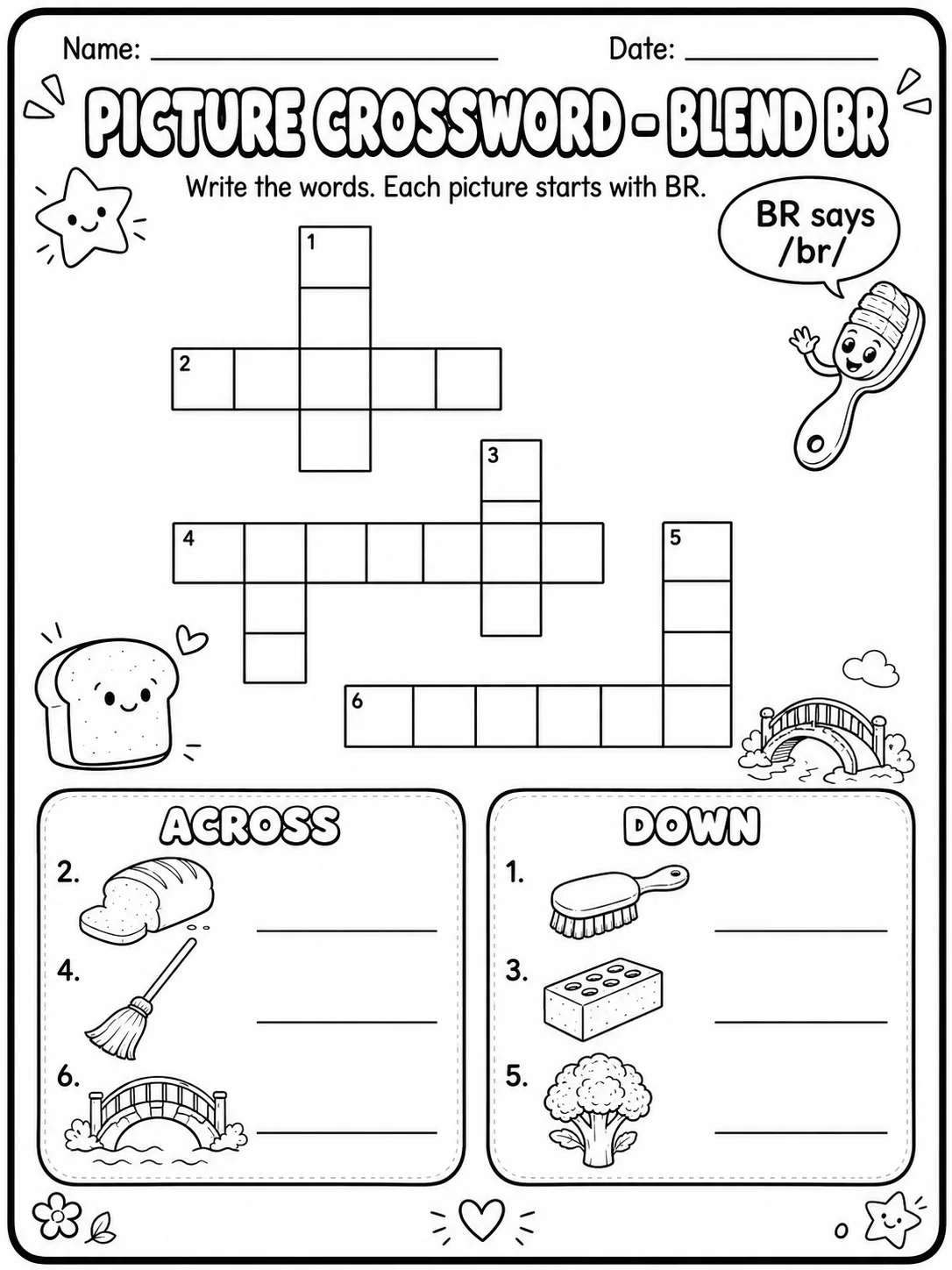 Picture Crossword - Blend BL Worksheet Pack page 2 printable worksheet preview