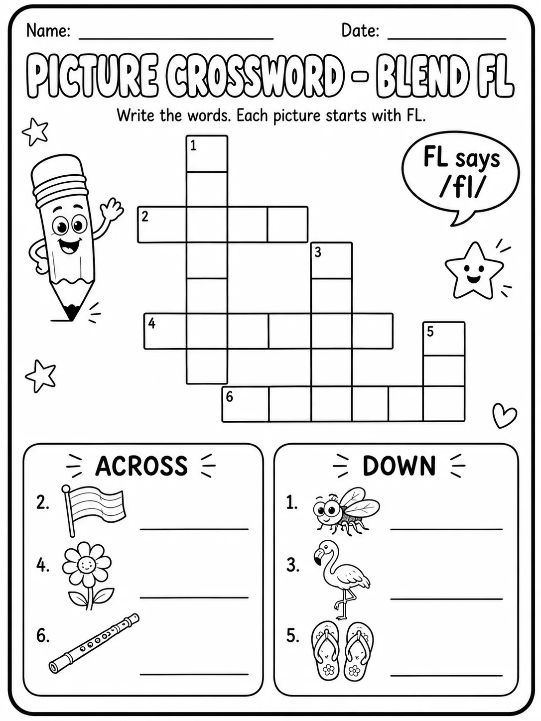 Picture Crossword - Blend BL Worksheet Pack page 6 printable worksheet preview