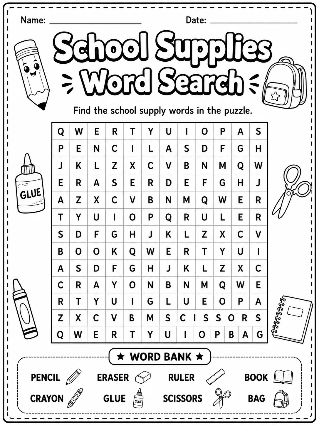 Picture Crossword - Blend BL Worksheet Pack page 7 printable worksheet preview