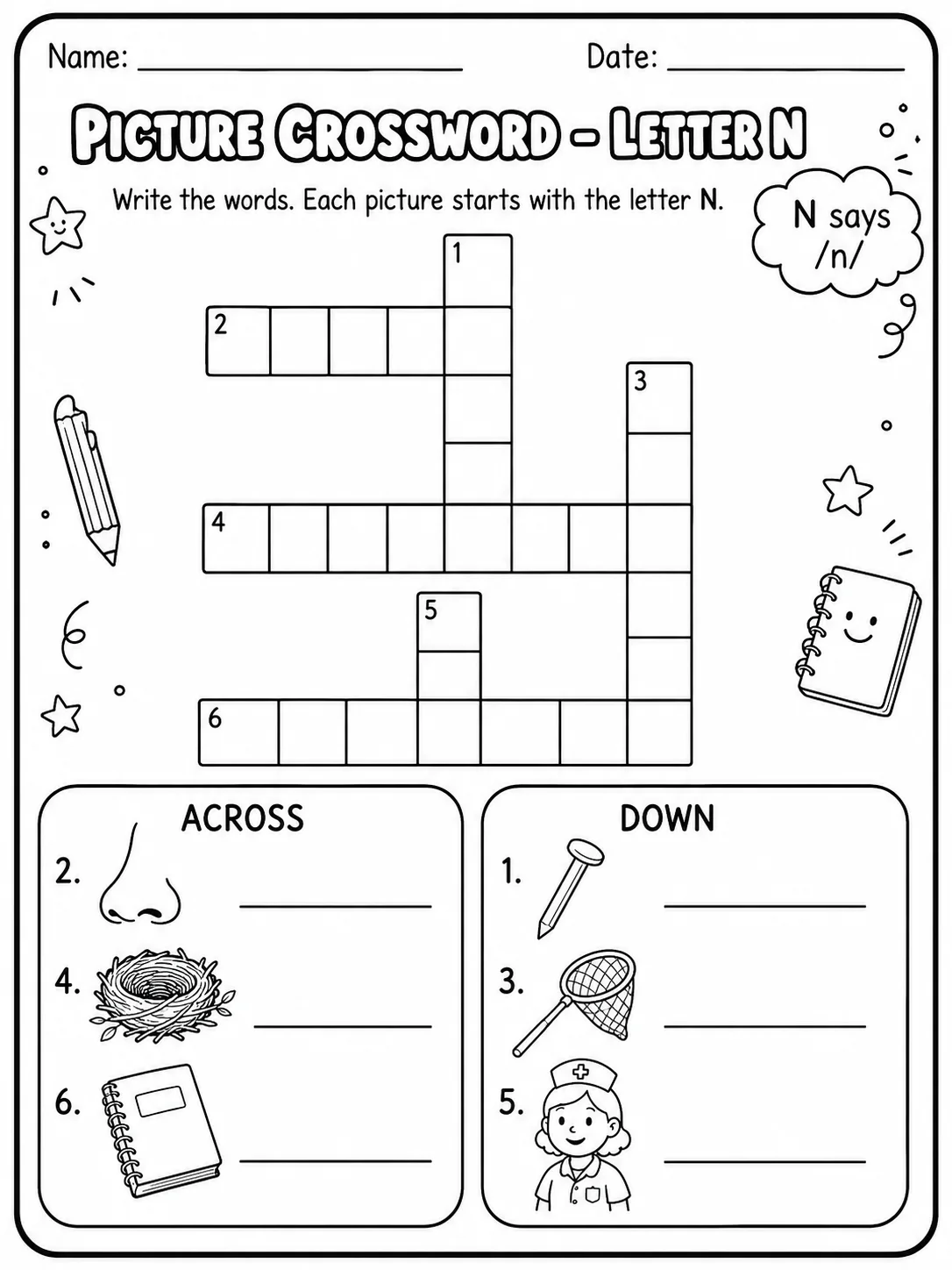 Picture Crossword Letter R Worksheet Pack page 4 printable worksheet preview