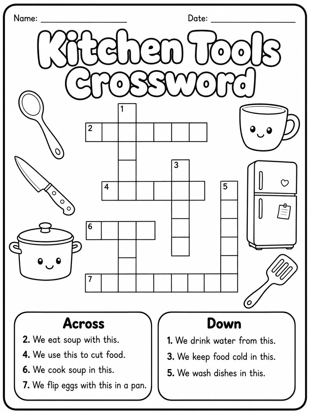 Pirate Things Crossword Worksheet Pack page 6 printable worksheet preview