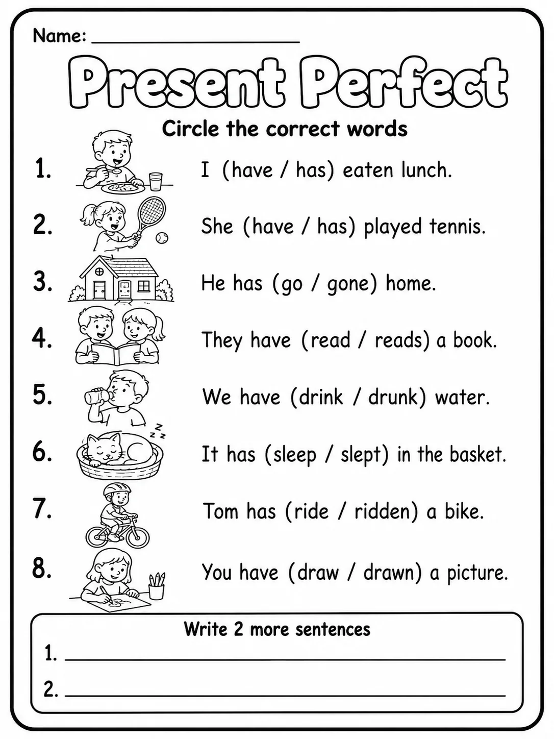 Present Perfect Worksheet Pack page 2 printable worksheet preview