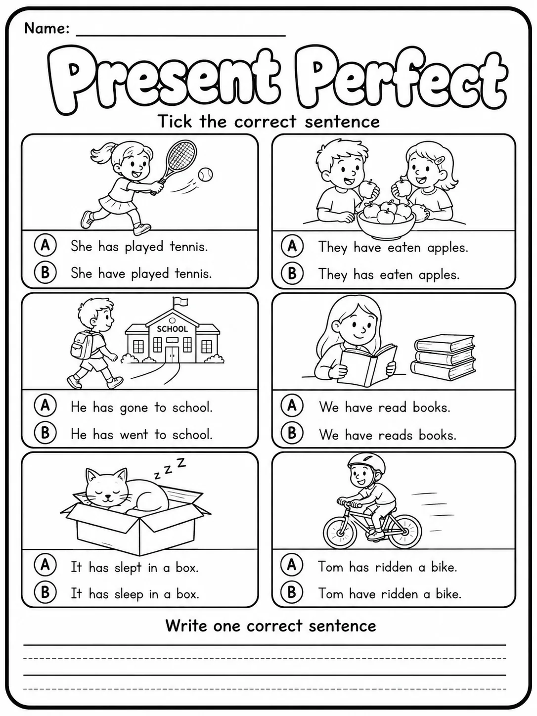 Present Perfect Worksheet Pack page 5 printable worksheet preview