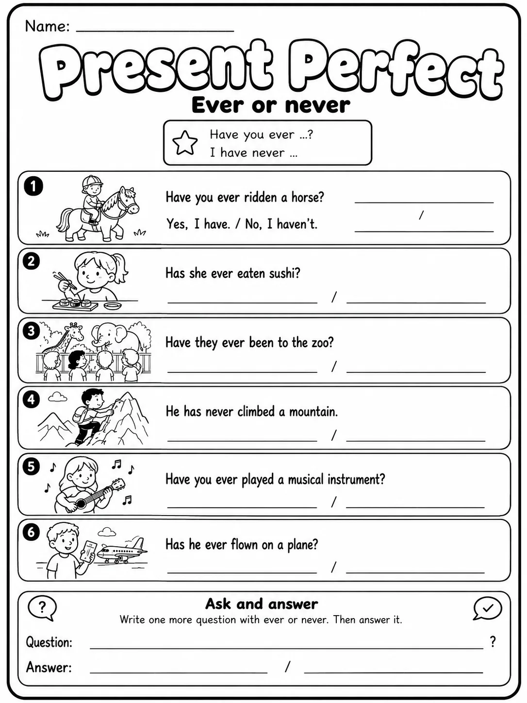 Present Perfect Worksheet Pack page 7 printable worksheet preview