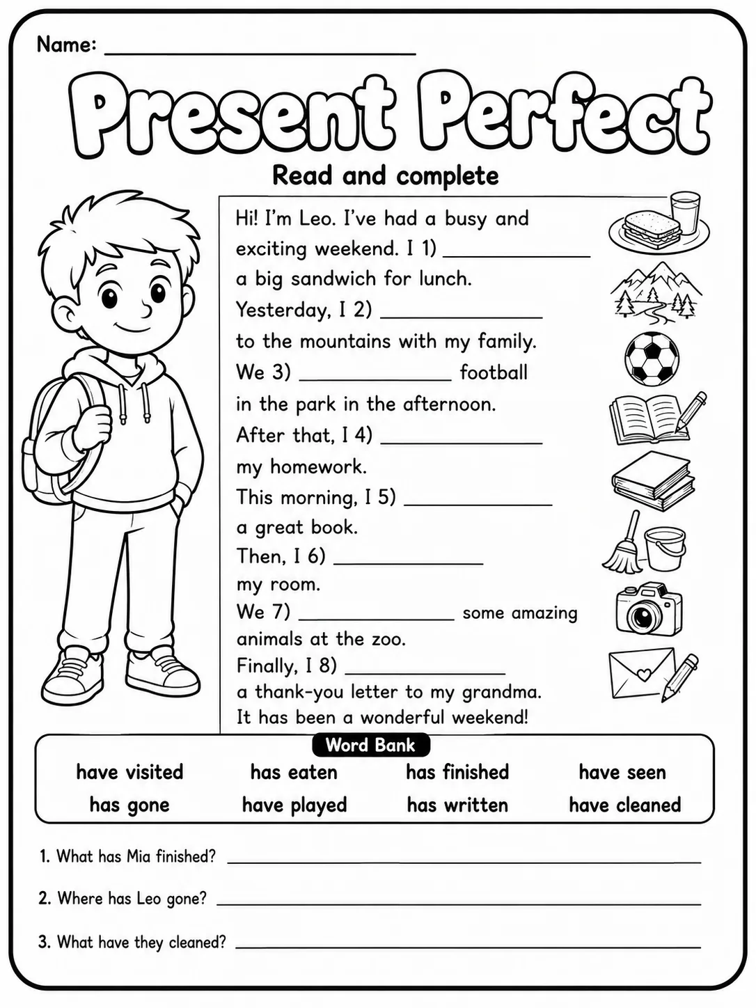 Present Perfect Worksheet Pack page 9 printable worksheet preview