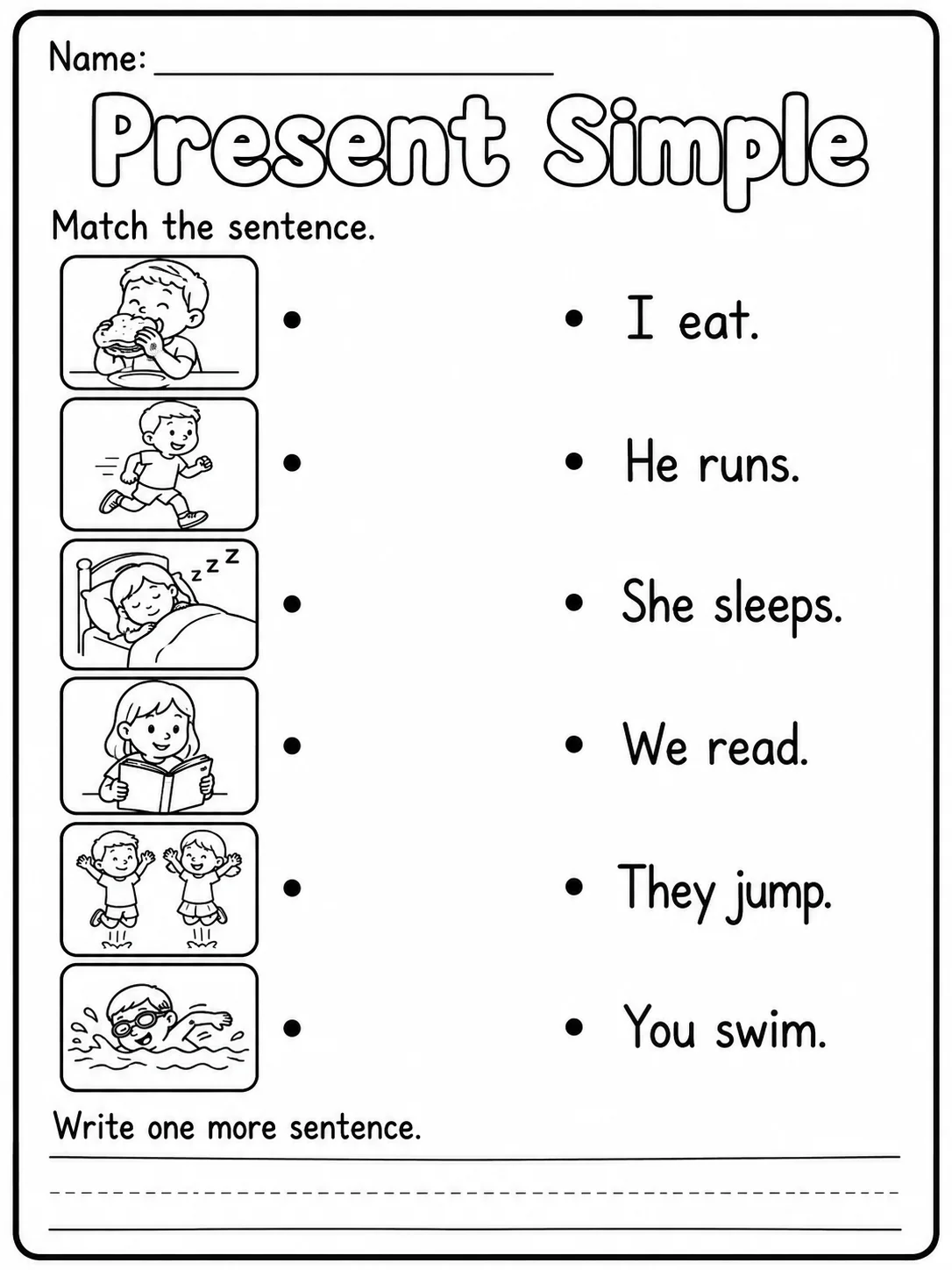 Present Simple Worksheet Pack 10 printable pages preview from KiwiBee