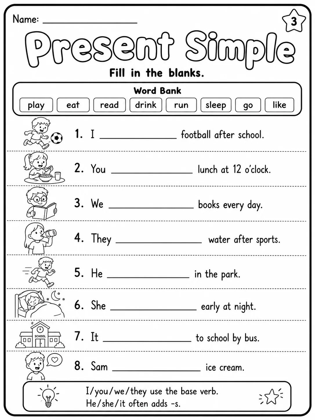 Present Simple Worksheet Pack page 3 printable worksheet preview