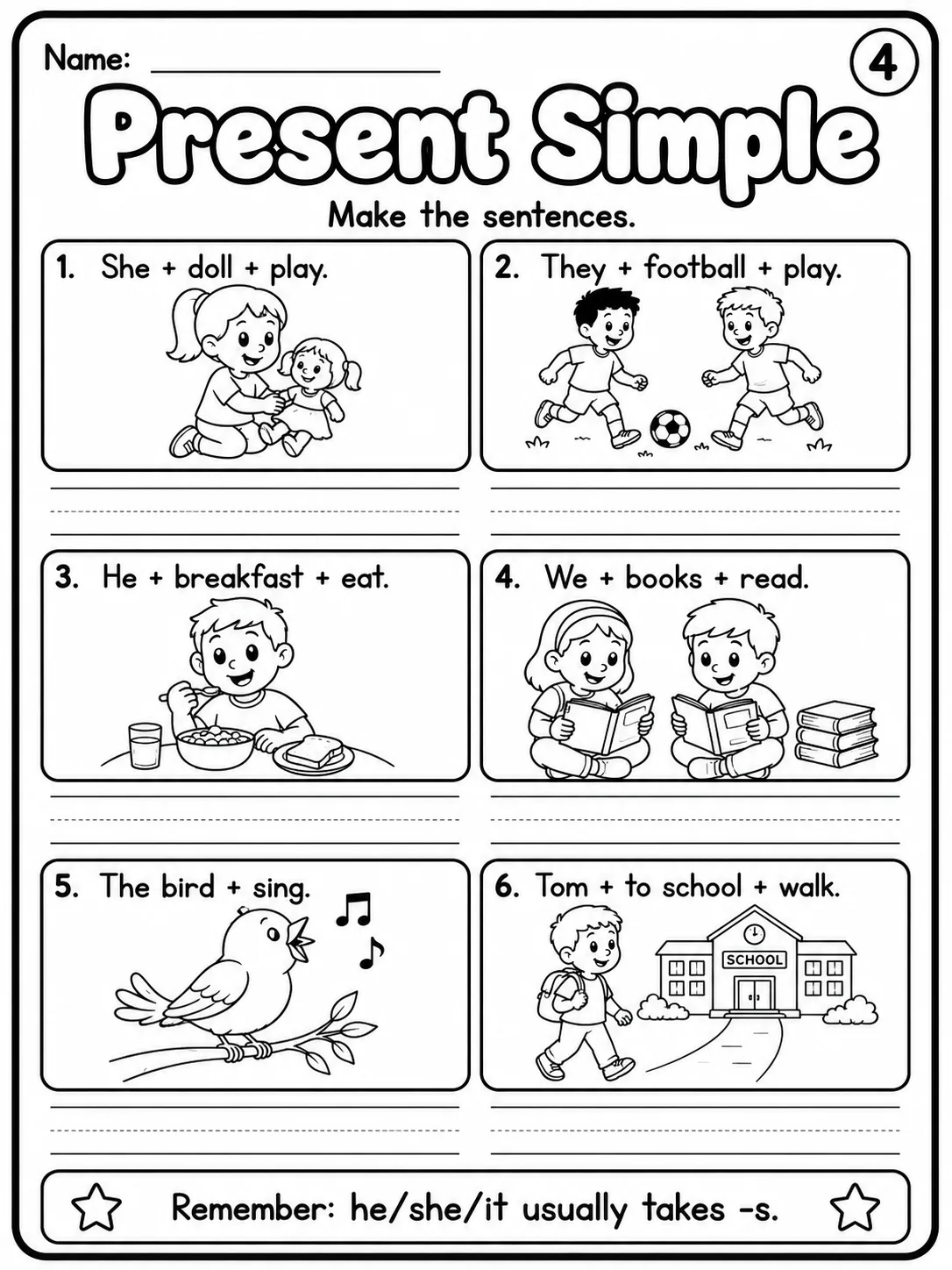 Present Simple Worksheet Pack page 4 printable worksheet preview