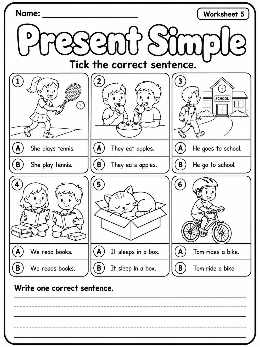 Present Simple Worksheet Pack page 5 printable worksheet preview