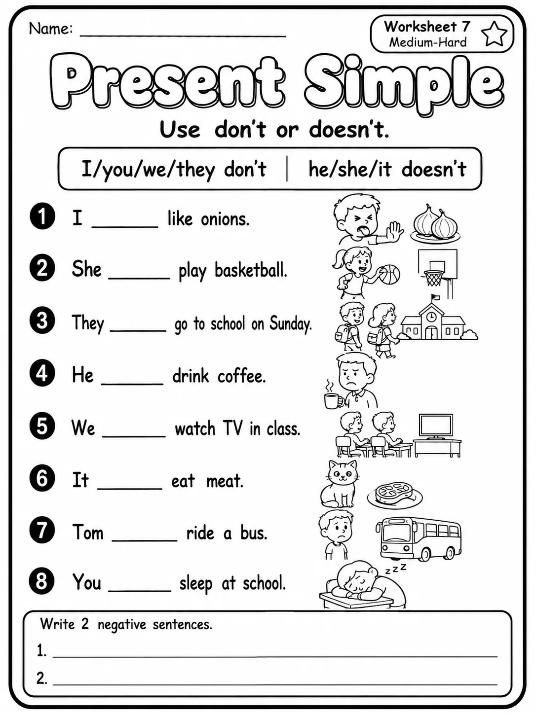 Present Simple Worksheet Pack page 7 printable worksheet preview