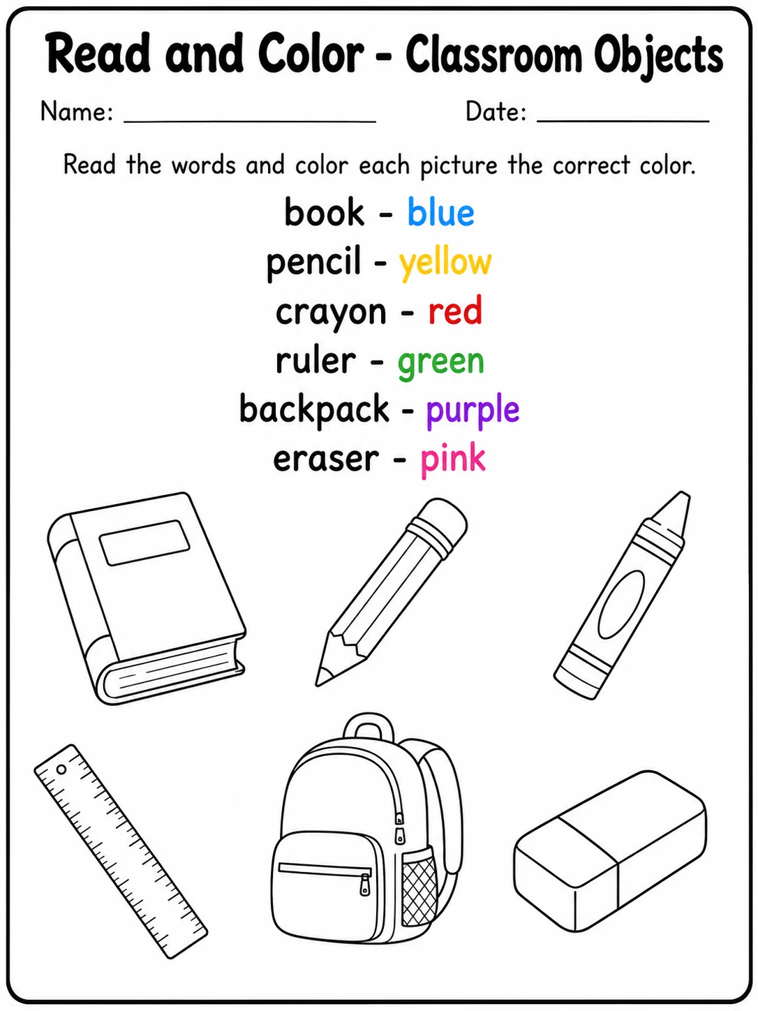 Read and Color - Farm Animals Worksheet Pack page 6 printable worksheet preview