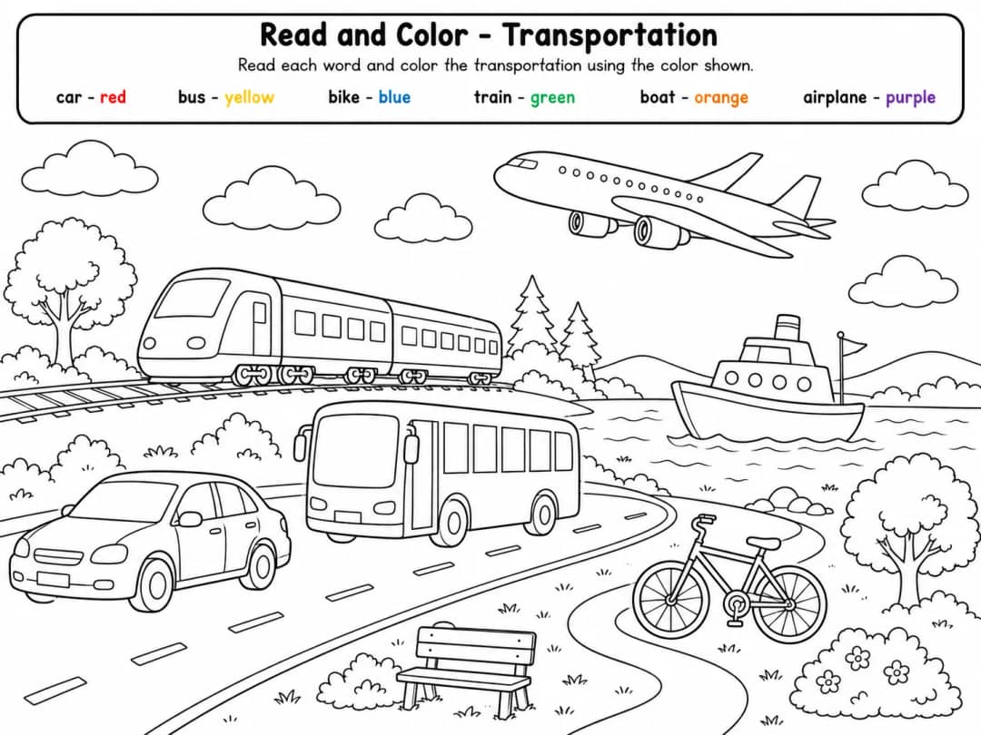 Grade 3 Read and Color Vocabulary Worksheet Pack - Set 2 printable preview from KiwiBee