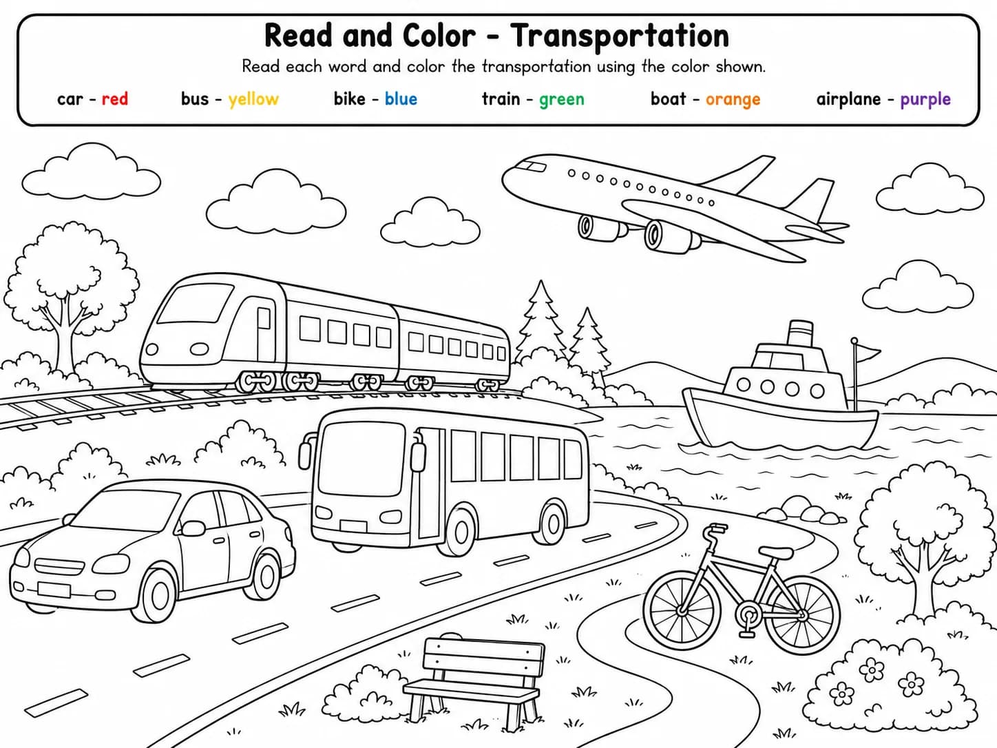 Grade 3 Read and Color Vocabulary Worksheet Pack - Set 2 printable preview from KiwiBee