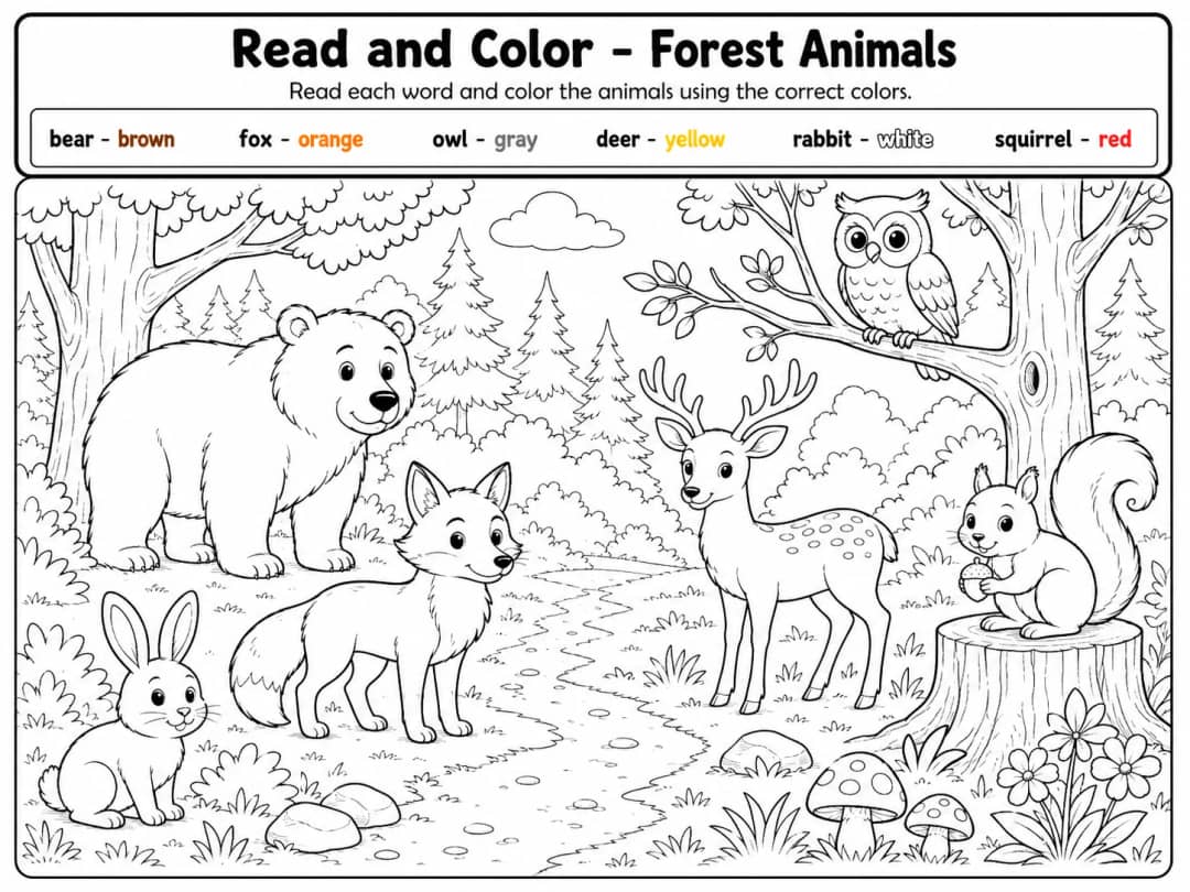 Grade 3 Read and Color Vocabulary Worksheet Pack - Set 3 printable preview from KiwiBee