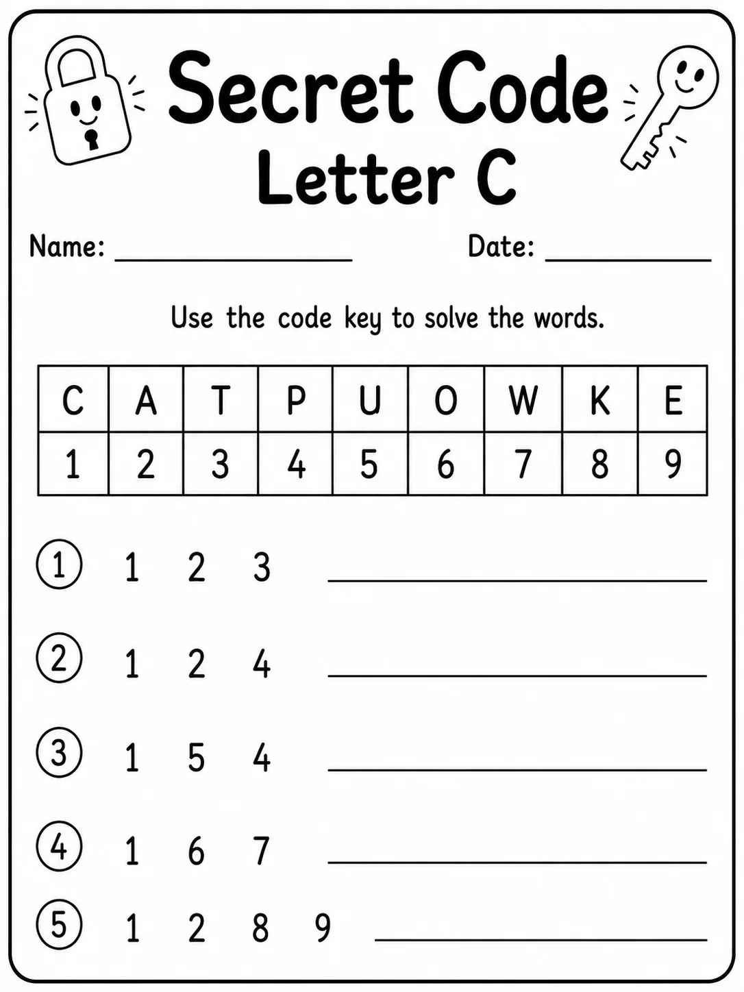 Secret Code Letter A Worksheet Pack page 3 printable worksheet preview