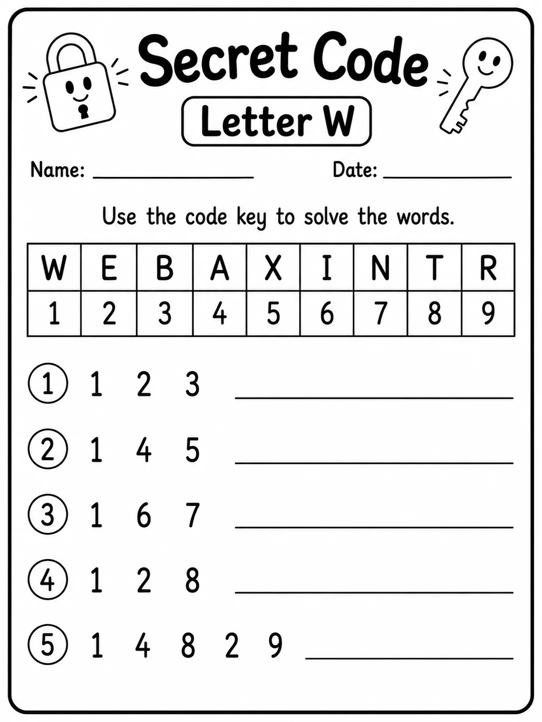 Kindergarten Secret Code Alphabet Worksheet Pack - Set 2 page 3 printable worksheet preview