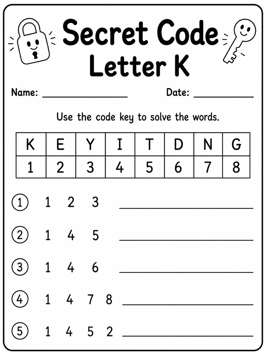 Kindergarten Secret Code Alphabet Worksheet Pack - Set 3 printable preview from KiwiBee